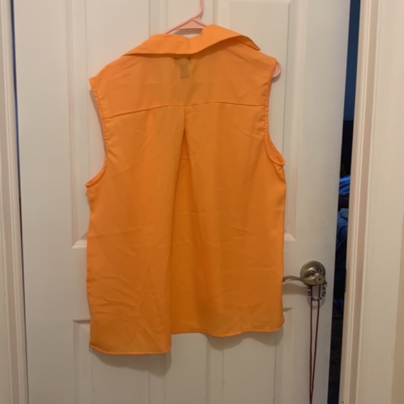 orange sleeveless button-up - Picture 2 of 2